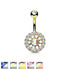 Multi Crystal 3 Layer 316L Surgical Steel Non Dangle Belly Ring